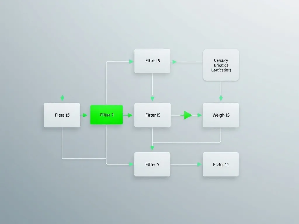 Technical diagram showing data flowing through filters and w